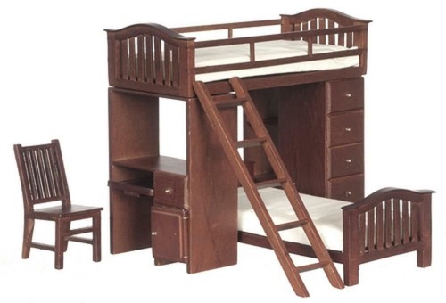 Dolls house walnut bunk - house,